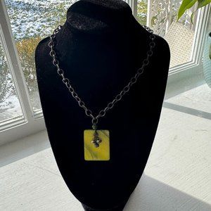 Vintage/Retired Silpada Green Mother of Pearl and Pyrite Necklace